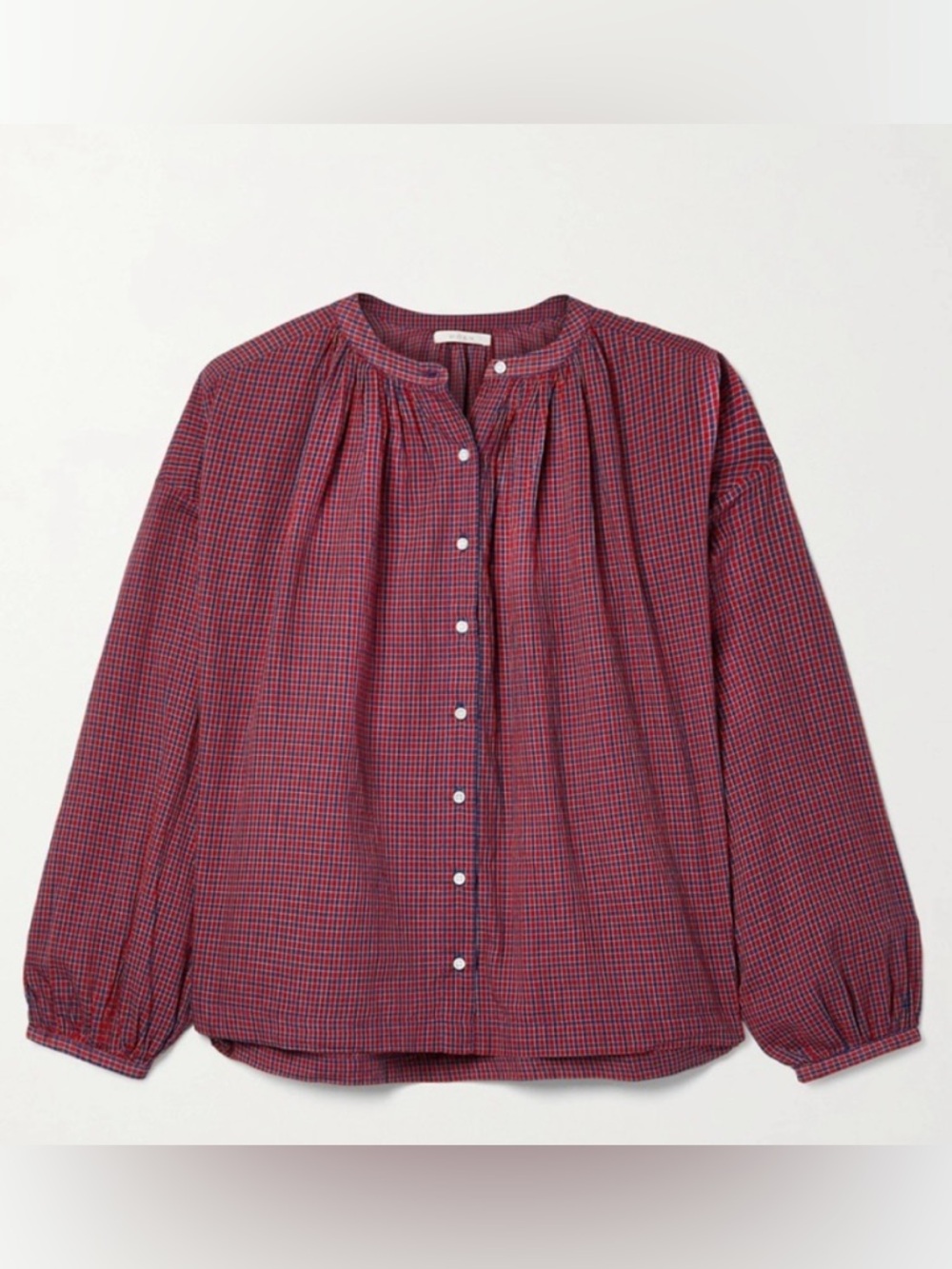 Doen Women's Red Jane Checked Cotton-voile Blouse - Picture 3 of 8
